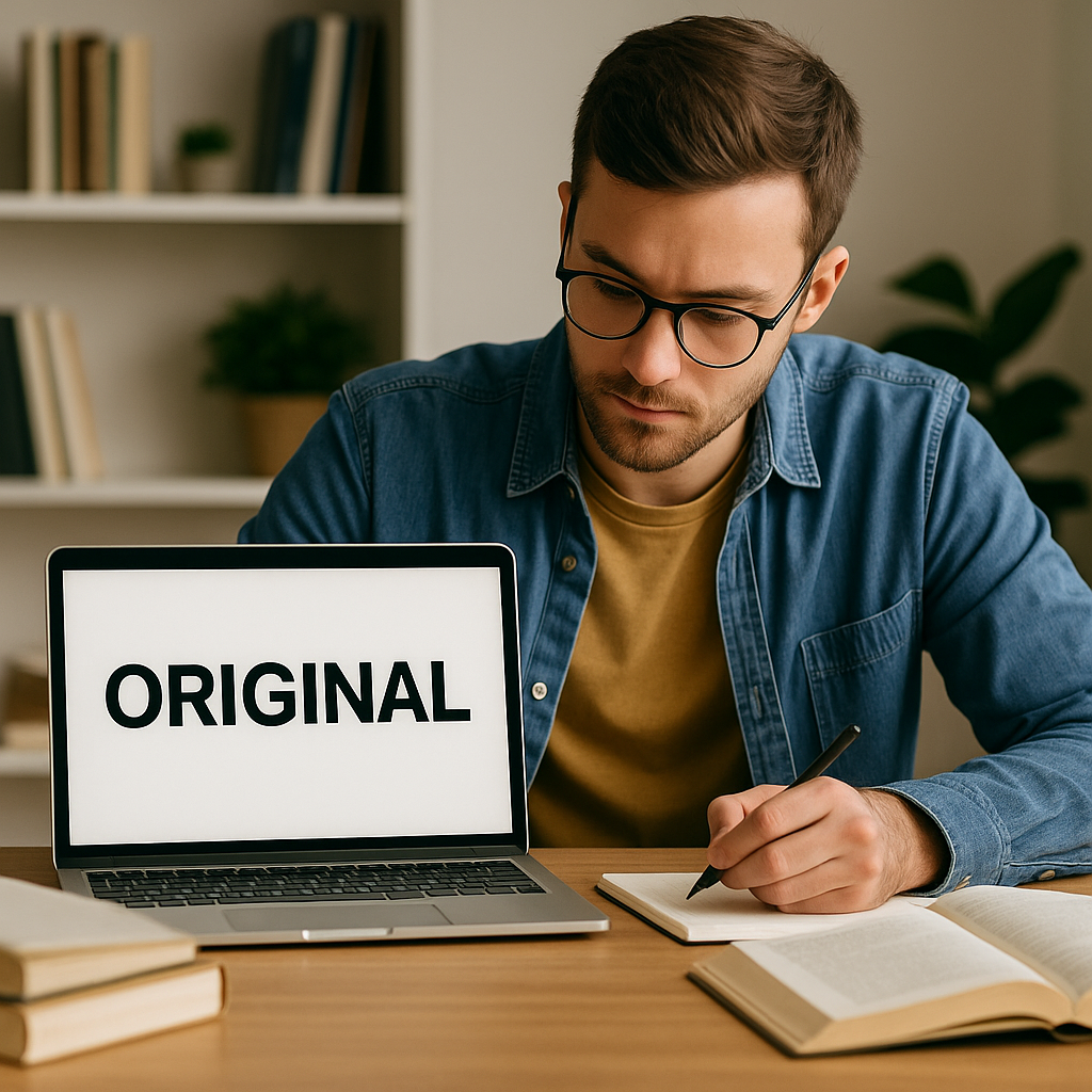 Student piszący oryginalną pracę