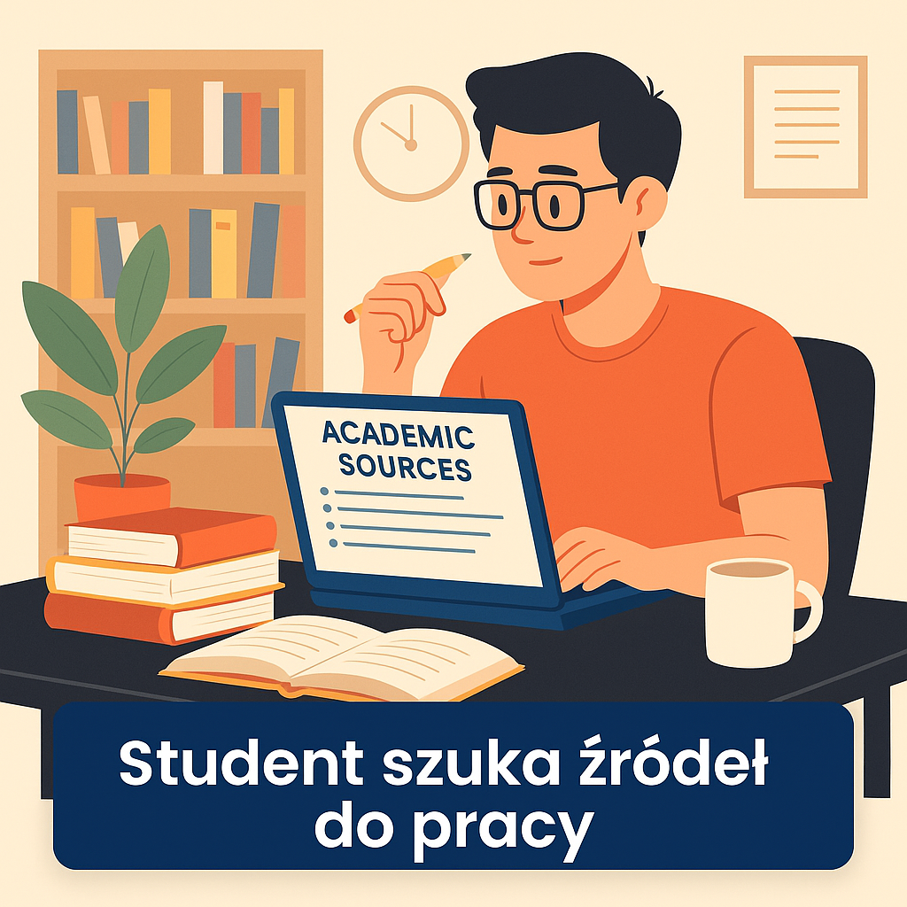 Student szuka źródeł do pracy